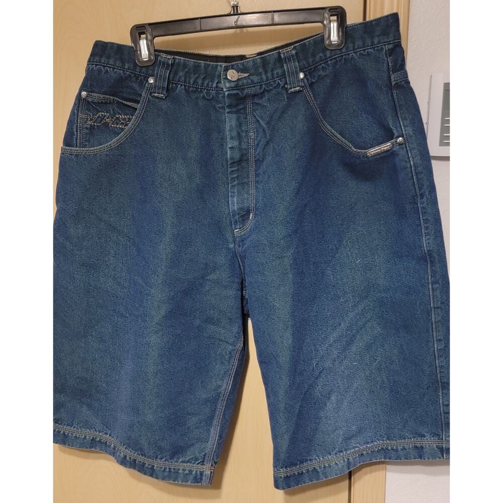Johnny Blaze Denim Green Glow Shorts Sz 38 Method Man Hip Hop Y2K Vintage 90's